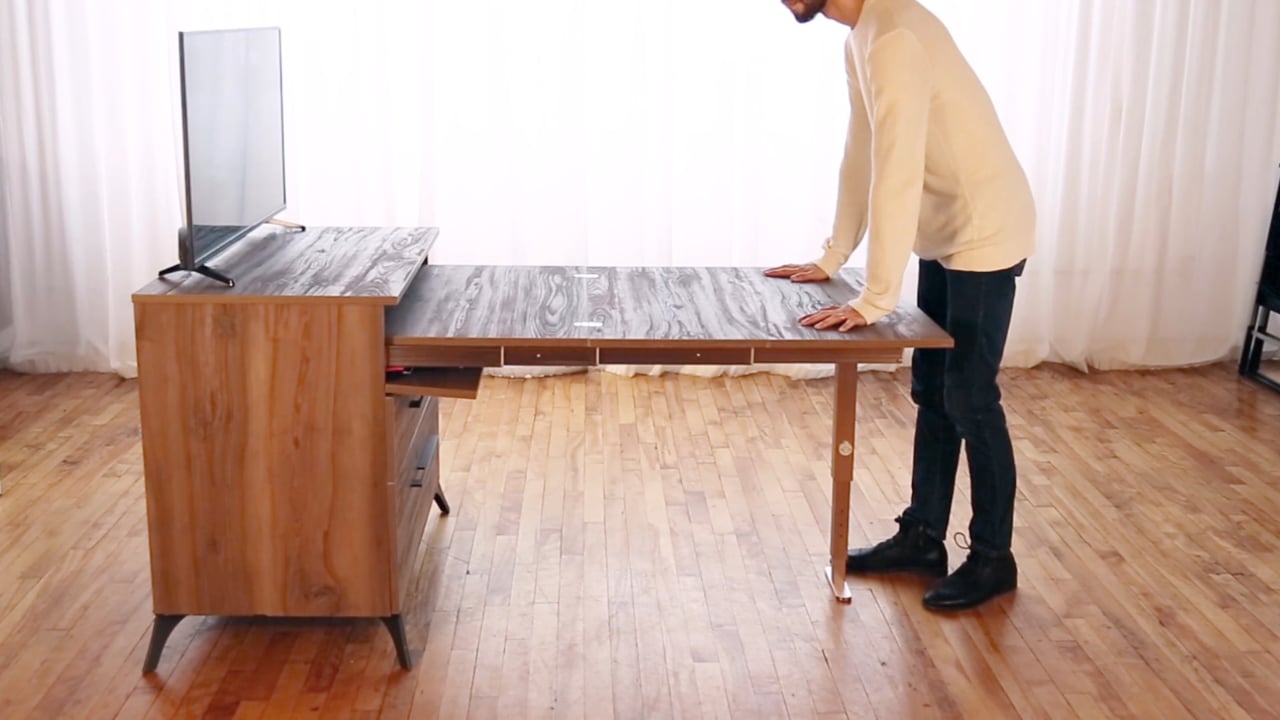 dresser and tv stand with built-in table