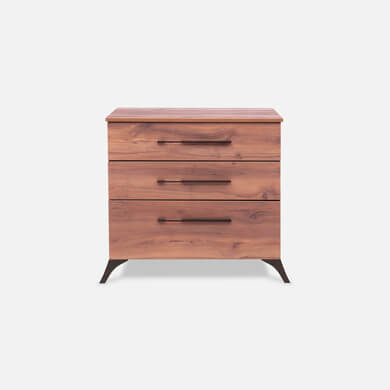 Wooden chest of drawers with black handles