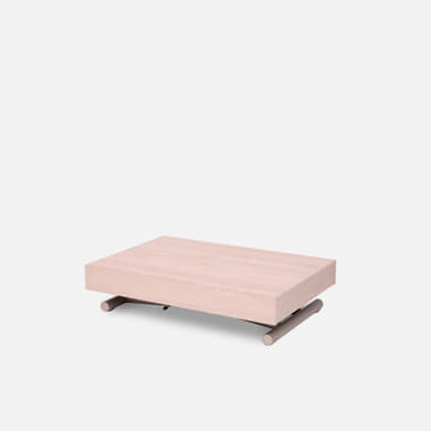 Small low wooden box coffee table in beige